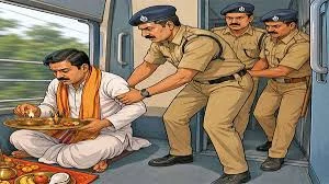 ஓடும் ரயிலில் பூஜை; பயணியை கைது செய்த ரயில்வே பொலிஸார்!